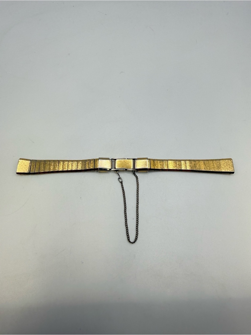 Vintage Seiko BB145 Gold Tone Watch Band Bracelet w/ Safety Chain Japan